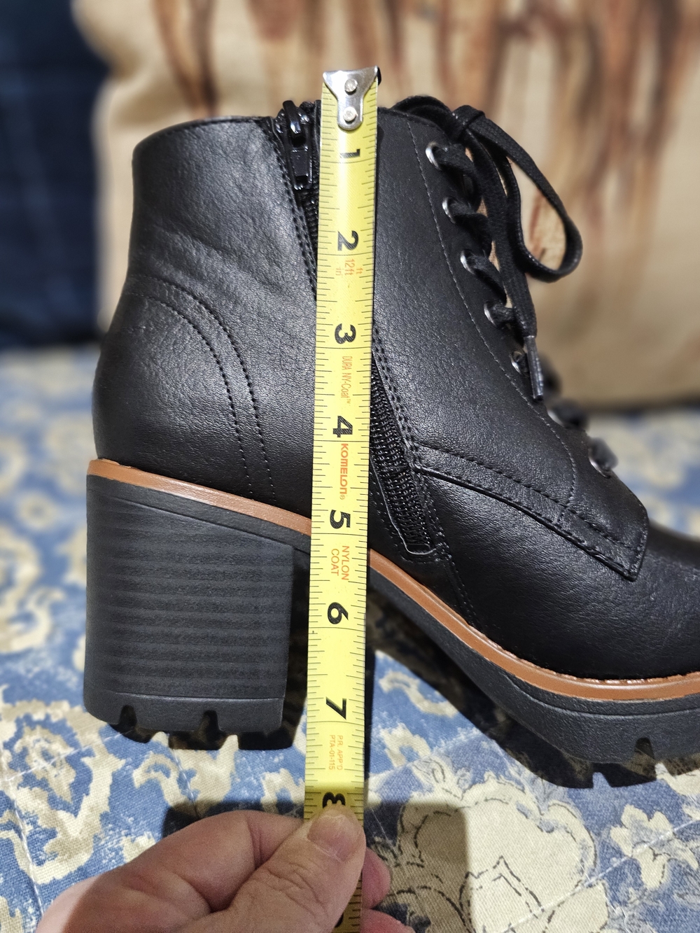 Naturalizer Black Lace-Up Heeled Ankle Boots with Tan Trim, NWOT - Picture 7 of 7